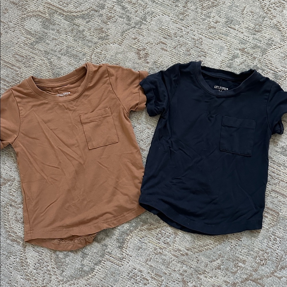 Little Bipsy Collection LOT of 2 pocket tees - brown and navy